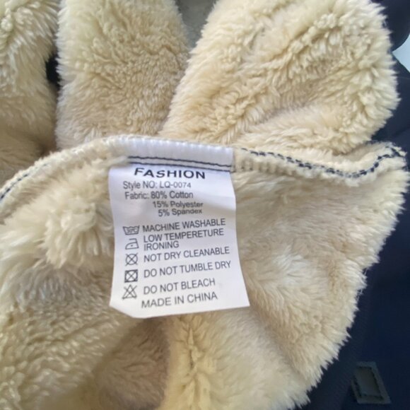 Blue Sherpa Lined Hoodie size Medium Winter Warm Cozy - Picture 10 of 10